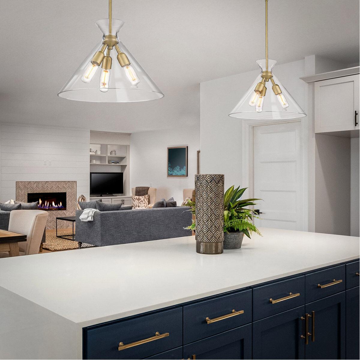 Malta 3 Light 18 inch Brushed Champagne Bronze Pendant Ceiling Light